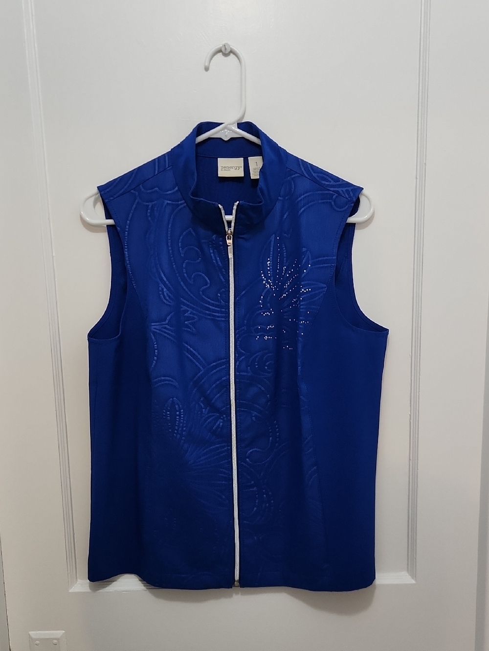 Chico's Zenergy Royal Blue Zip Up Vest Size 1 (US Medium)